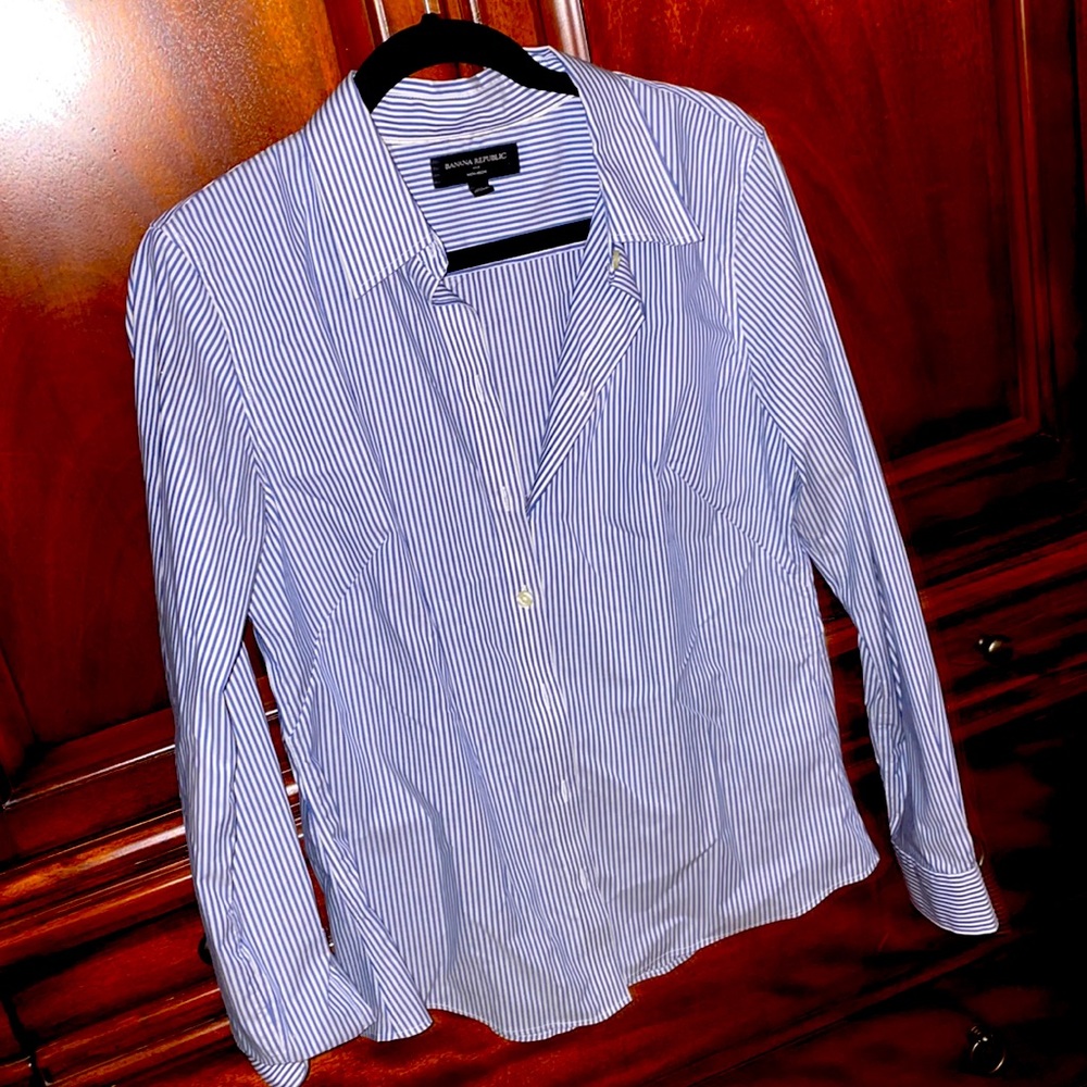 Navy stripe no iron button down